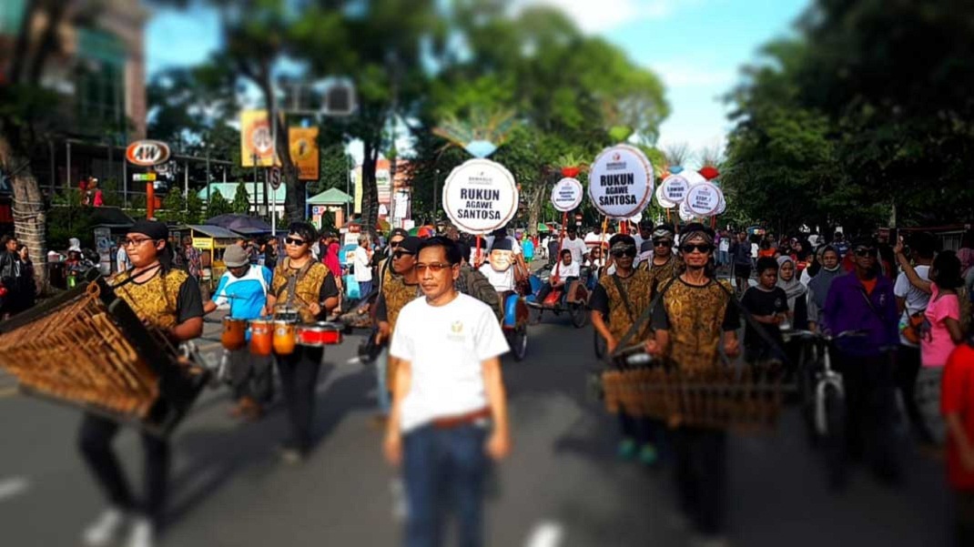 Pawai Becak di CFD untuk Pemilu 2019 Damai