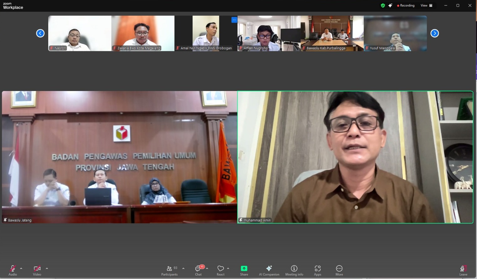 Muhammad Amin saat memberikan sambutan pada rapat evaluasi konten media sosial