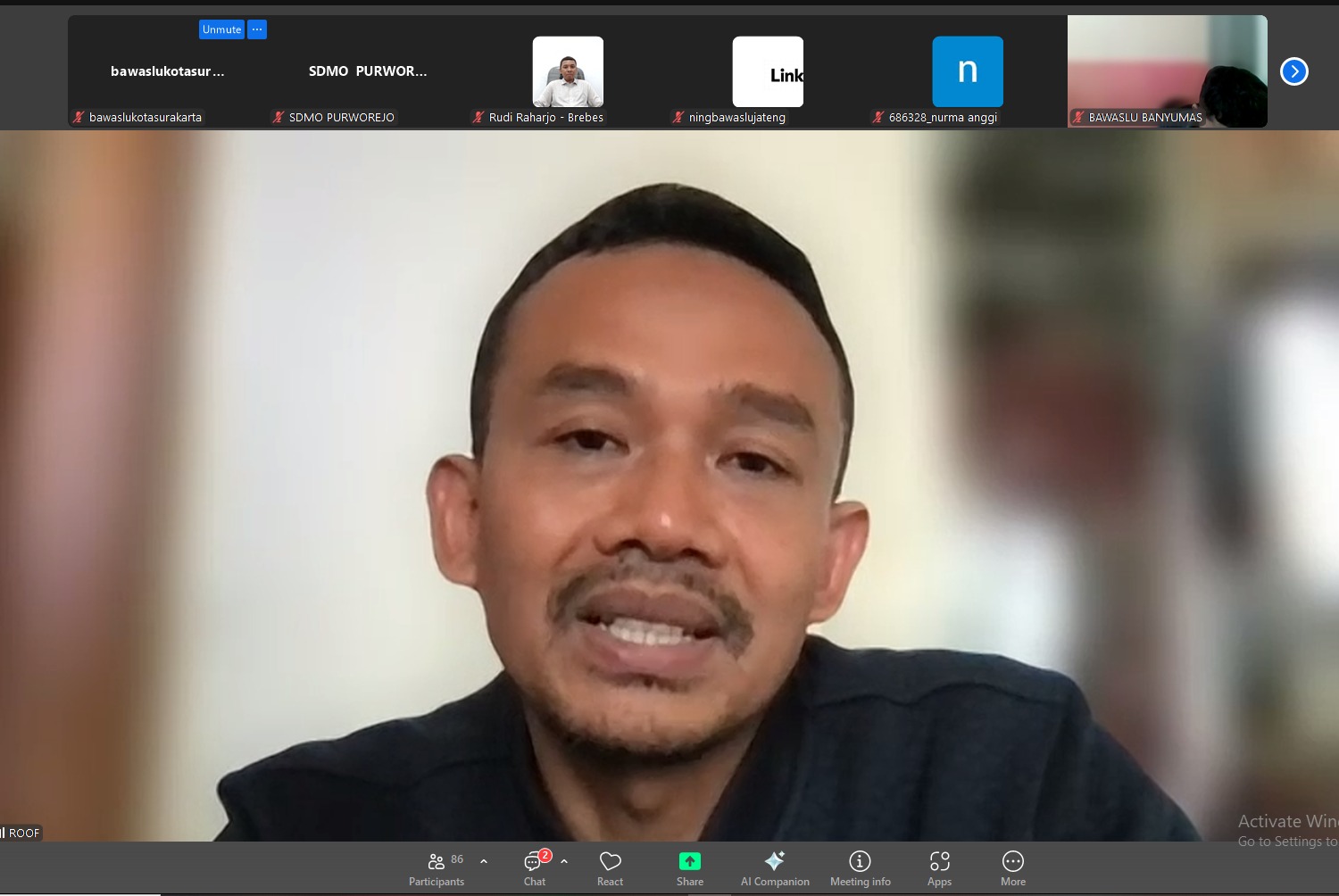 Kordiv SDMO Bawaslu Prov. Jawa Tengah, Muhammad Rofiuddin, dalam rapat koordinasi pada Jum'at, 25 Juli 2025