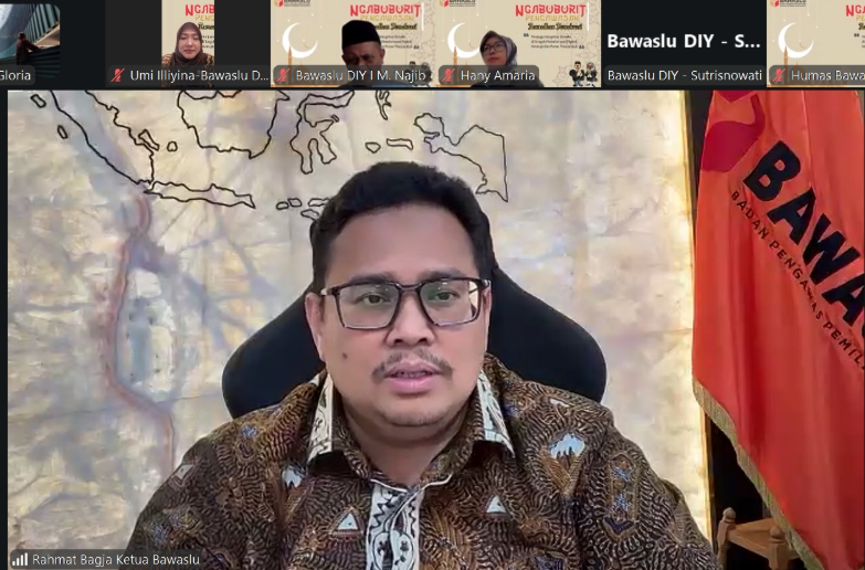 Ketua Bawaslu Rahmat Bagja dalam KickOff Ngabuburit Pengawasan Bawaslu Yogyakarta secara daring, Selasa (24/2/2026).
