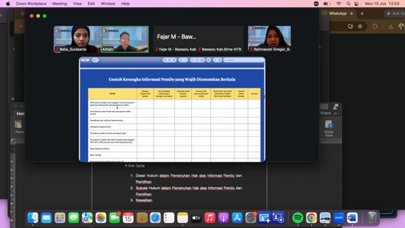 Bawaslu Kota Surakarta saat mengikuti Kegiatan Pembelajaran Learning Management System (LMS) Bawaslu Republik Indonesia yang diselenggarakan secara daring melalui Zoom Meeting