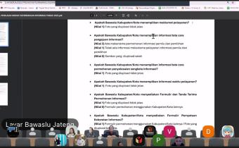 Pemberitahuan nilai SAQ dan masa sanggah melalui zoom Bawaslu Provinsi Jawa Tengah.