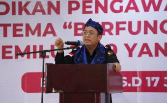 Anggota Bawaslu Puadi saat memberikan pengarahan kegiatan Pendidikan Pengawasan Partisipatif (P2P) bertema “Berfungsi dan Bergerak untuk Pemilu 2029 yang Bermartabat” di Serang, Banten, Selasa (15/7/2025)/Foto: Publikasi dan Pemberitaan Bawaslu