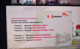 Pengumuman pemenang kompetisi dalam rangkaian perayaan HUT Bawaslu ke 18
